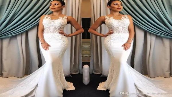 elegant mermaid wedding dresses sheer jewel neck satin appliques sleeveless sweep train lace wedding dress custom made country bri7668949, White
elegant mermaid wedding dresses sheer jewel neck satin appliques sleeveless sweep train lace wedding dress custom made country bri7668949, White