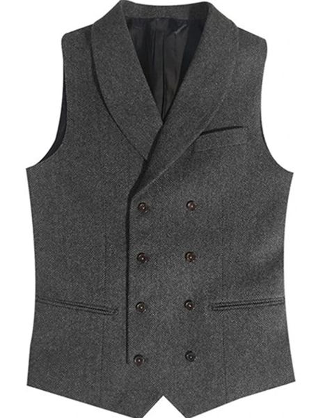 men's vests grey vest double breasted herringbone winter wool tweed waistcoat slim fit casual suit gentleman wedding clothes 230705, Black;white
men's vests grey vest double breasted herringbone winter wool tweed waistcoat slim fit casual suit gentleman wedding clothes 230705, Black;white
