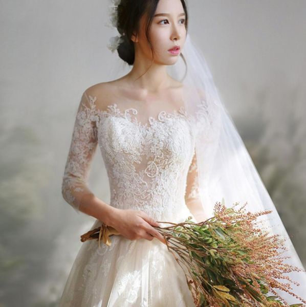 2021 wedding dress lace three quarter sleeves sweepbrush train crost back aline princess vintage bride dresses7853072, White
2021 wedding dress lace three quarter sleeves sweepbrush train crost back aline princess vintage bride dresses7853072, White