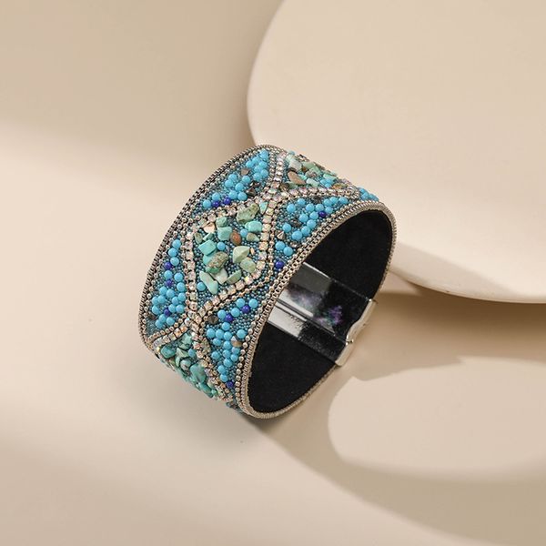 new love wide blue green designer christmas jewelry gifts bohemian handmade crushed stone rice bead ethnic style magnetic clasp bracelet who, Black
new love wide blue green designer christmas jewelry gifts bohemian handmade crushed stone rice bead ethnic style magnetic clasp bracelet who, Black