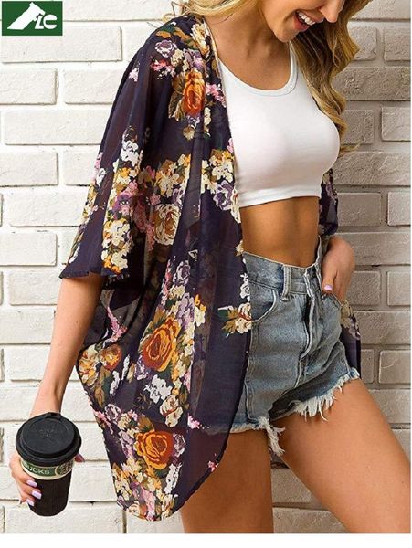 swimwear flc trends women chiffon floral kimono cardigan t shirts half sleeve capes bohemia print cover up for bikinis hawaii beach, White;black
swimwear flc trends women chiffon floral kimono cardigan t shirts half sleeve capes bohemia print cover up for bikinis hawaii beach, White;black