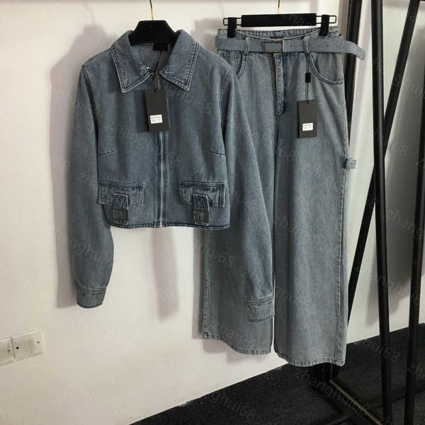 23ss women pants sets casual suit womens designer clothing zip-up lapel long sleeve denim jacket high waisted wide leg denim pants set women, White
23ss women pants sets casual suit womens designer clothing zip-up lapel long sleeve denim jacket high waisted wide leg denim pants set women, White