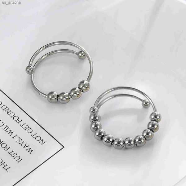 skyrim stainless steel rotate beads anxiety rings adjustable stress relief fidget rings for women men 2023 fashion jewelry gift l230620, Silver
skyrim stainless steel rotate beads anxiety rings adjustable stress relief fidget rings for women men 2023 fashion jewelry gift l230620, Silver