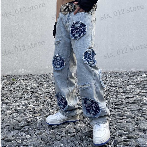 men's jeans hole letter ripped washed straight streetwear couple denim trousers distressed harajuku vibe style oversized jeans pants t2, Blue
men's jeans hole letter ripped washed straight streetwear couple denim trousers distressed harajuku vibe style oversized jeans pants t2, Blue