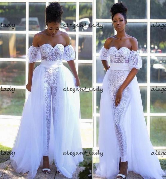 white lace applique african wedding jumpsuit with detachable train sweetheart off shoulder garden beach bride outfit pant suit3849801
white lace applique african wedding jumpsuit with detachable train sweetheart off shoulder garden beach bride outfit pant suit3849801