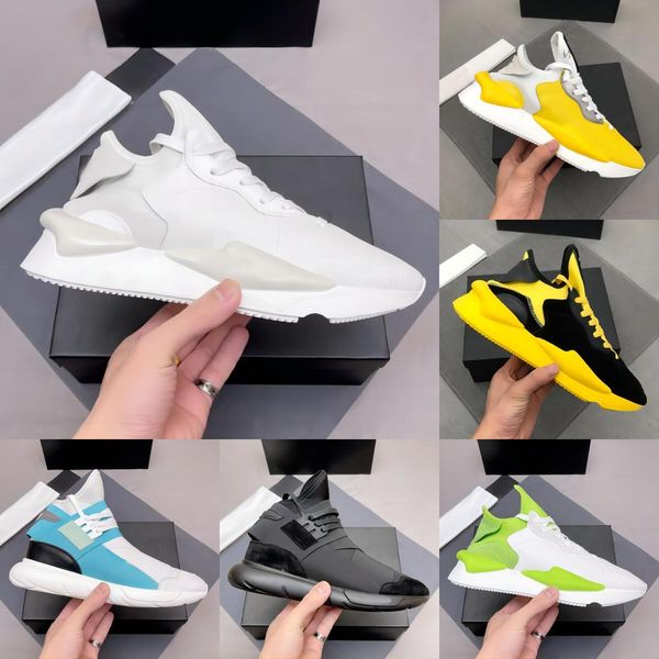 luxury designer men casual shoes kaiwa trainer shoes qasa racer sneakers chunky calfskin platform shoes men sneakerblack white leather high, Black
