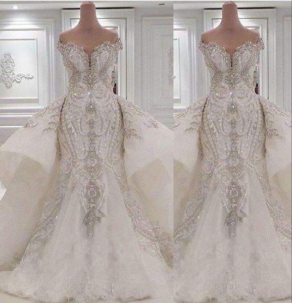 2023 crystal luxury mermaid wedding dresses bridal gowns with overskirts off shoulder lace ruched sparkle rhinstone dubai vestidos9990769, White
2023 crystal luxury mermaid wedding dresses bridal gowns with overskirts off shoulder lace ruched sparkle rhinstone dubai vestidos9990769, White