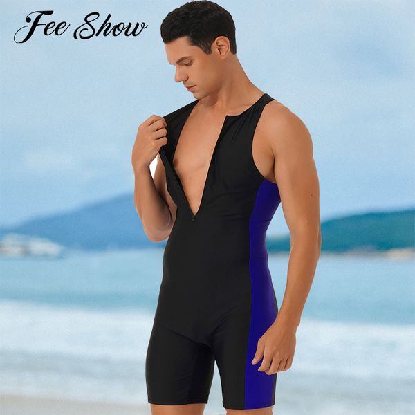 men's swimwear summer men's onepiece swimsuit sleeveless front zip shorts triathlon beach suit 230705
men's swimwear summer men's onepiece swimsuit sleeveless front zip shorts triathlon beach suit 230705