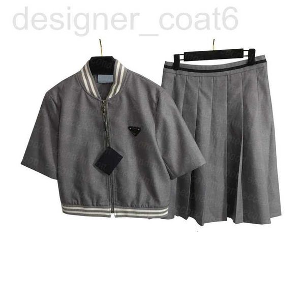 two piece dress designer women metal badge coat short sleeve zipper coats pleated skirt summer casual outfit 2ecq, White
two piece dress designer women metal badge coat short sleeve zipper coats pleated skirt summer casual outfit 2ecq, White