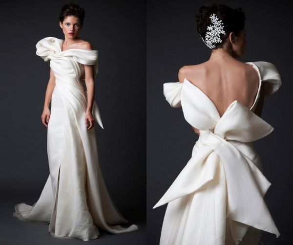 krikor jabotian ivory aline wedding dresses with back bow custom made ruffled formal wear sheath offshoulder backless bridal wed1610769, White
krikor jabotian ivory aline wedding dresses with back bow custom made ruffled formal wear sheath offshoulder backless bridal wed1610769, White