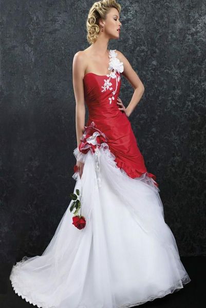 vintage red and white wedding dress for women 2022 a line one shoulder bridal gowns 3d floral lace appliques plus size gothic coun9373452 
vintage red and white wedding dress for women 2022 a line one shoulder bridal gowns 3d floral lace appliques plus size gothic coun9373452