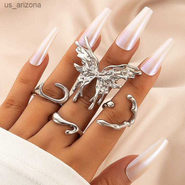 punk silver color liquid butterfly rings set for women fashion irregular wave metal knuckle rings aesthetic egirl gothic jewelry l230620
punk silver color liquid butterfly rings set for women fashion irregular wave metal knuckle rings aesthetic egirl gothic jewelry l230620