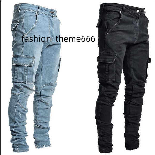 jeans male pants casual cotton denim trousers multi pocket cargo men fashion style pencil side pockets, Blue
jeans male pants casual cotton denim trousers multi pocket cargo men fashion style pencil side pockets, Blue