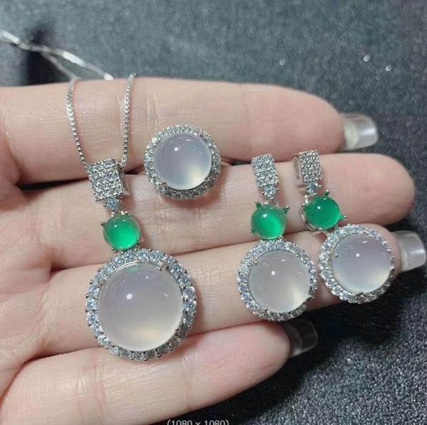 luxury inlaid crystal natural ice type chalcedony pendant necklace ring earrings set 3 piece jewelry set, Black
luxury inlaid crystal natural ice type chalcedony pendant necklace ring earrings set 3 piece jewelry set, Black