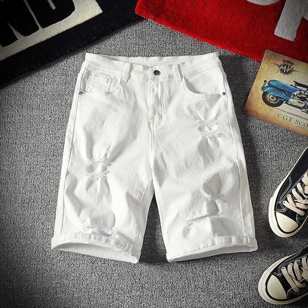 men's white denim summer holes casual stretch jeans men cotton solid slim fit shorts elastic knee length pants l230705, White;black
men's white denim summer holes casual stretch jeans men cotton solid slim fit shorts elastic knee length pants l230705, White;black