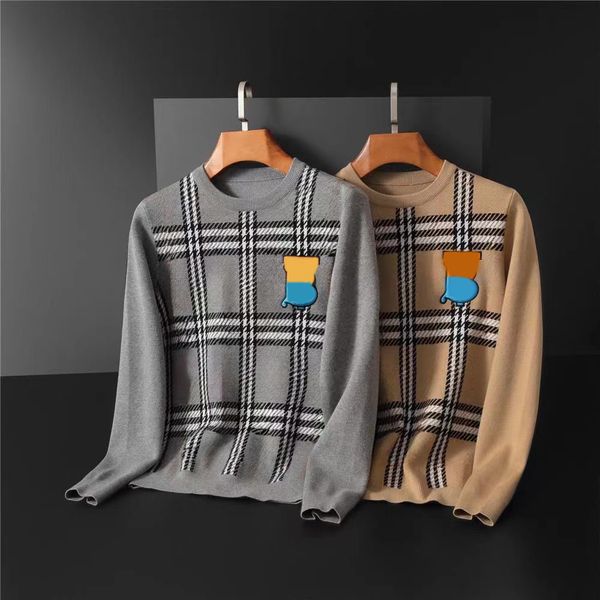 men's sweater letter jacquard plaid round neck sweater autumn and winter casual sweater top, Black
men's sweater letter jacquard plaid round neck sweater autumn and winter casual sweater top, Black