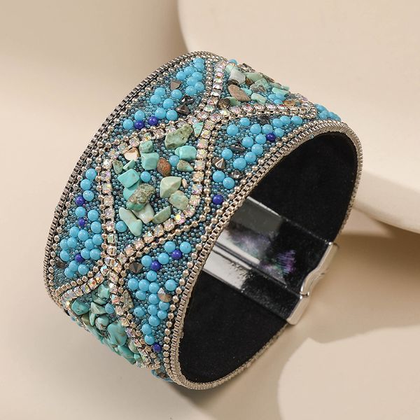 new love wide blue red green designer christmas jewelry gifts bohemian handmade crushed stone rice bead ethnic style magnetic clasp bracelet, Black
new love wide blue red green designer christmas jewelry gifts bohemian handmade crushed stone rice bead ethnic style magnetic clasp bracelet, Black