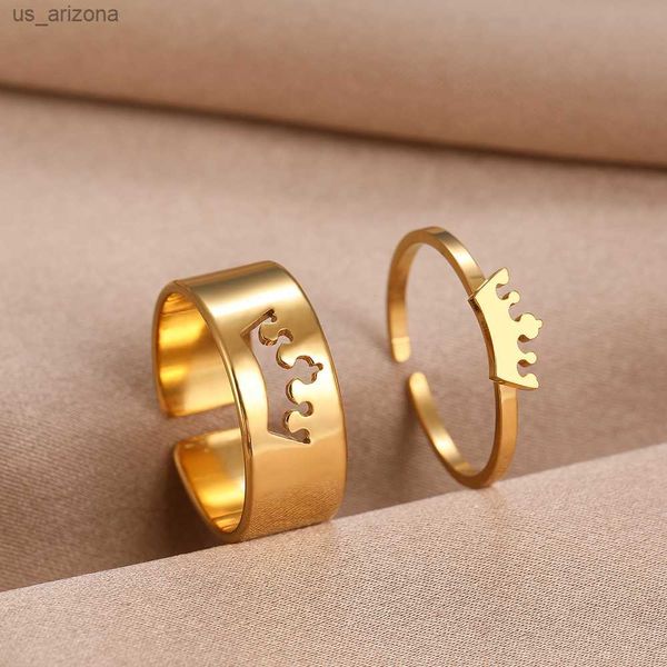 stainless steel rings classic crown fashion adjustable couple ring for women jewelry wedding lover girl engagement gift 2pcs/set l230620, Silver
stainless steel rings classic crown fashion adjustable couple ring for women jewelry wedding lover girl engagement gift 2pcs/set l230620, Silver