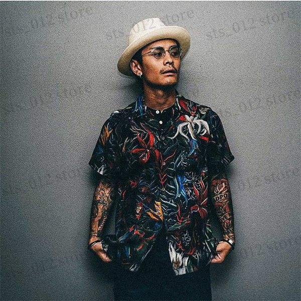 men's casual shirts demon flower wacko maria short sleeve shirt men women casual beach hawaii t-shirt t230705, White;black
men's casual shirts demon flower wacko maria short sleeve shirt men women casual beach hawaii t-shirt t230705, White;black