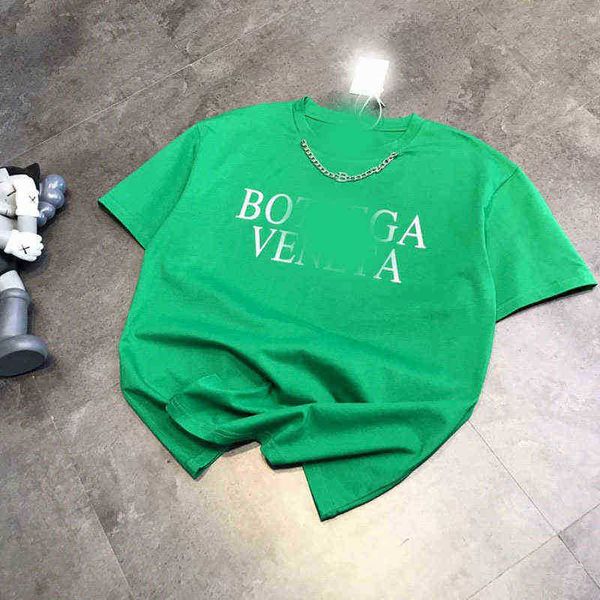 spring and summer new fashion br bv green letter small chain same women's round neck bottomed, Black;white
spring and summer new fashion br bv green letter small chain same women's round neck bottomed, Black;white