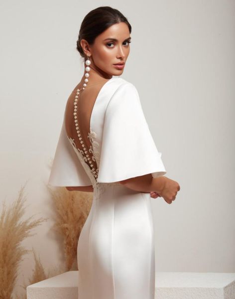 bohemian mermaid wedding dresses sheer scoop neck appliqued half sleeves bridal gowns ruffled sweep train ruched satin vestidos de5857707, White
bohemian mermaid wedding dresses sheer scoop neck appliqued half sleeves bridal gowns ruffled sweep train ruched satin vestidos de5857707, White