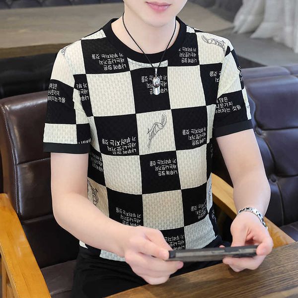men's round neck summer new ice silk jacquard short sleeve t-shirt trendy youth slim fit pullover top, White;black
men's round neck summer new ice silk jacquard short sleeve t-shirt trendy youth slim fit pullover top, White;black