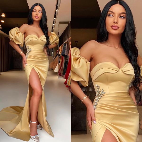 gold prom dresses leaf beads waist puffy sleeves evening gowns pleats slit sheath formal long special occasion party dress, Black
gold prom dresses leaf beads waist puffy sleeves evening gowns pleats slit sheath formal long special occasion party dress, Black