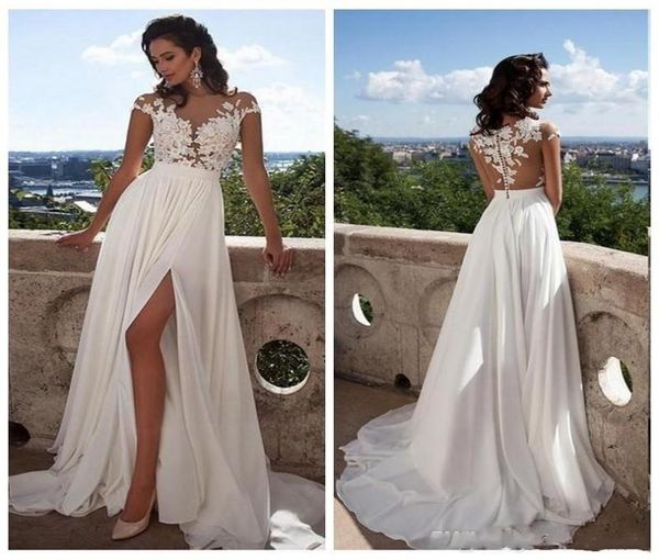 beach wedding dresses bohemian beach sheer neck high side split chiffon lace applique wedding dress bridal gowns boho3860453, White
beach wedding dresses bohemian beach sheer neck high side split chiffon lace applique wedding dress bridal gowns boho3860453, White