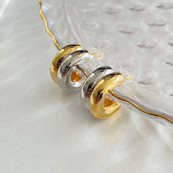stud minimalist gold silver plated mix color stainless steel earrings for women double layer c shaped small hoop earrings jewelry 230706, Golden;silver
stud minimalist gold silver plated mix color stainless steel earrings for women double layer c shaped small hoop earrings jewelry 230706, Golden;silver