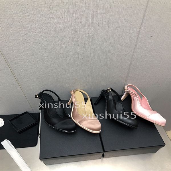 premium designer sandals genuine leather silk style round toe high-heeled sandals, Black
premium designer sandals genuine leather silk style round toe high-heeled sandals, Black