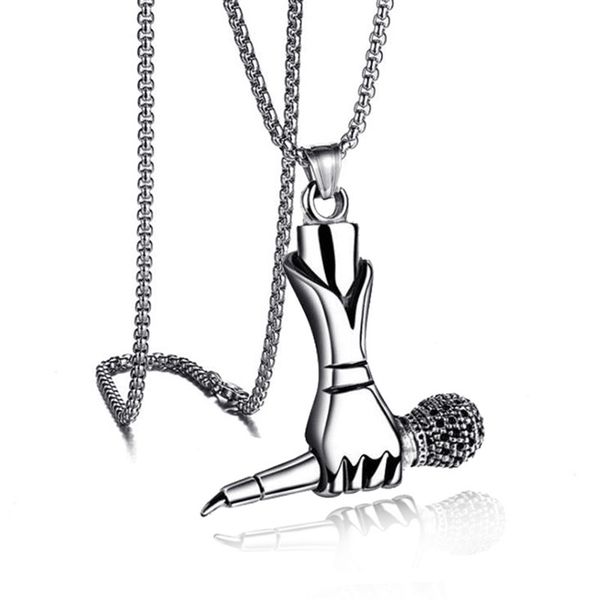 5pcs men's stainless steel necklace singer microphone pendant music charm pendant hip hop jewelry, Silver
5pcs men's stainless steel necklace singer microphone pendant music charm pendant hip hop jewelry, Silver