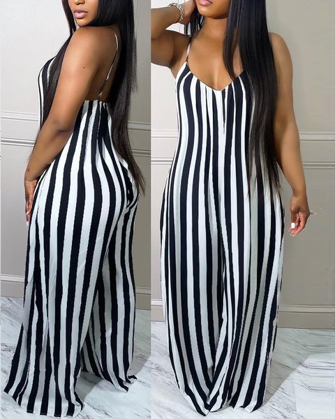women's two piece pants striped print spaghetti strap wide leg jumpsuit women sleeveless spring summer high waist loose overall jumpsui, White
women's two piece pants striped print spaghetti strap wide leg jumpsuit women sleeveless spring summer high waist loose overall jumpsui, White
