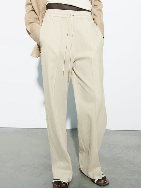 women's two piece pants kumsvag 2023 women summer straight casual solid linen elastic waist drawstring bow female elegant street trouse, White
women's two piece pants kumsvag 2023 women summer straight casual solid linen elastic waist drawstring bow female elegant street trouse, White