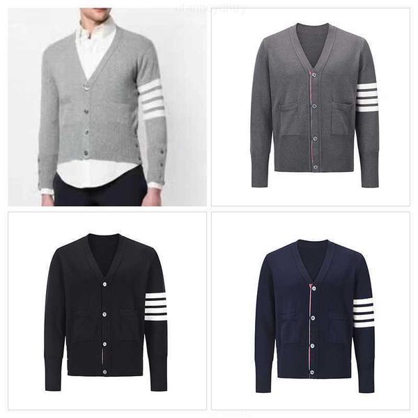 tb thom women's sweater autumn winter 4 button coat fashion brand men's clothing striped 4-bar v-neck wool knitted cardigan, White;black
tb thom women's sweater autumn winter 4 button coat fashion brand men's clothing striped 4-bar v-neck wool knitted cardigan, White;black