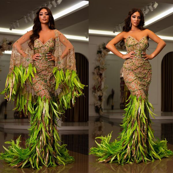 gorgeous feathers green celebrity dress crystal beading lace prom gowns luxury mermaid robes de quinceanera, Black
gorgeous feathers green celebrity dress crystal beading lace prom gowns luxury mermaid robes de quinceanera, Black