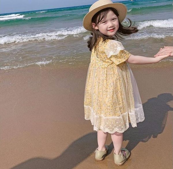 new arrival girl clothing dresses summer short sleeve full flower print mesh patchwork dress elegant princess clothes cotton 90134466926, Red;yellow 
new arrival girl clothing dresses summer short sleeve full flower print mesh patchwork dress elegant princess clothes cotton 90134466926, Red;yellow