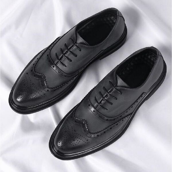 new luxury fashion wedding business shoes men oxford brogue dress shoes men formal shoes 1aa8, Black