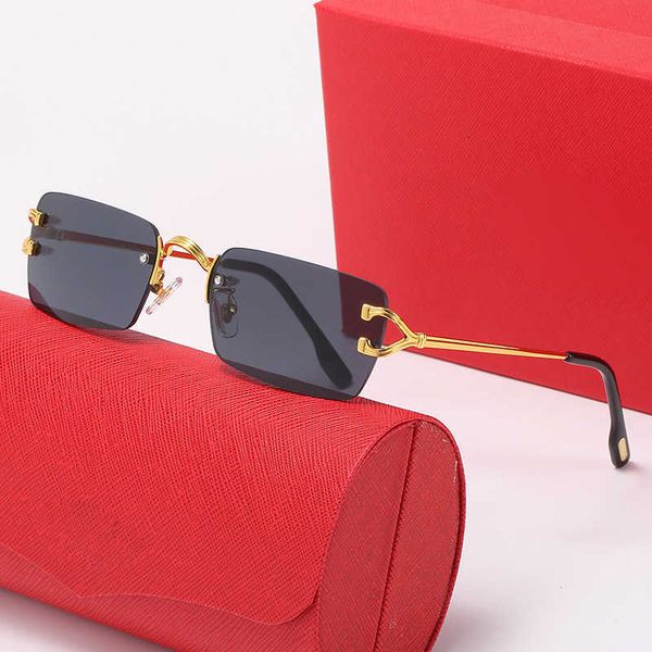 

Fashion carti top sunglasses New style card family personalized frameless Sunglasses Street Photo Show men's and women's with original box