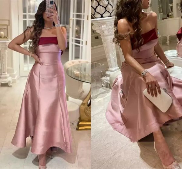 2023 pink and burgundy prom dresses satin a line strapless ankle length custom made ruched evening party gowns vestidos plus size, Black
2023 pink and burgundy prom dresses satin a line strapless ankle length custom made ruched evening party gowns vestidos plus size, Black