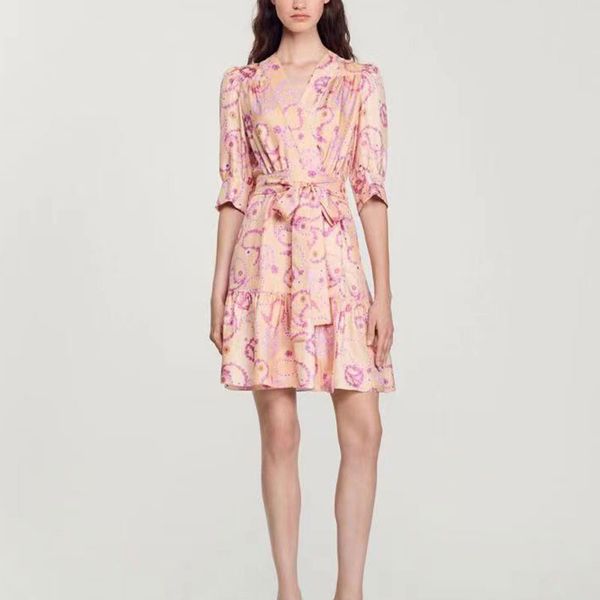 designer dress french women designer clothing vintage pink paisley print v-neck waist wrap ruffles dress women, Black;gray
designer dress french women designer clothing vintage pink paisley print v-neck waist wrap ruffles dress women, Black;gray