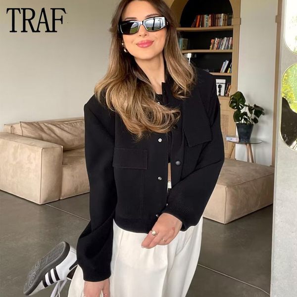 women's jackets traf black cropped jacket woman pockets oversize jackets for women long sleeve bomber jacket women streetwear button co, Black;brown
women's jackets traf black cropped jacket woman pockets oversize jackets for women long sleeve bomber jacket women streetwear button co, Black;brown