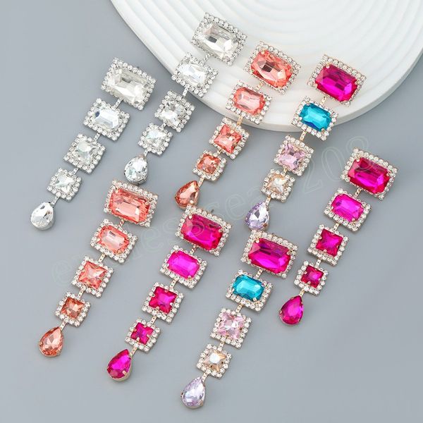 summer new metal glass rhinestone rectangle multilayer dangle earrings bridal wedding fashion jewelry women's accessories, Silver
summer new metal glass rhinestone rectangle multilayer dangle earrings bridal wedding fashion jewelry women's accessories, Silver