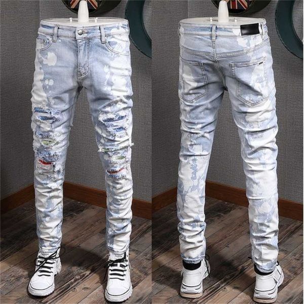 stretch design denim jeans biker fit for mens slim painted patch trim leg cowboy pants male b31l, Black
stretch design denim jeans biker fit for mens slim painted patch trim leg cowboy pants male b31l, Black