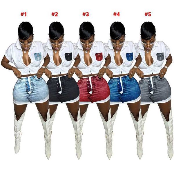 2023 womens clothes tracksuits two piece outfits fashion denim pattern print short sleeve mini jeans skirt set, Gray
2023 womens clothes tracksuits two piece outfits fashion denim pattern print short sleeve mini jeans skirt set, Gray