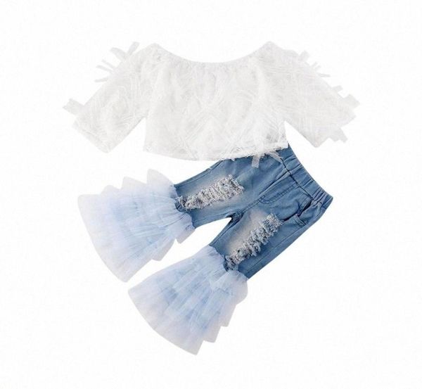 little girl summer clothing set toddler baby kids girls clothes mesh lace shirt ruffle hole denim pants 2pcs outfits 16t h2495767, White
little girl summer clothing set toddler baby kids girls clothes mesh lace shirt ruffle hole denim pants 2pcs outfits 16t h2495767, White