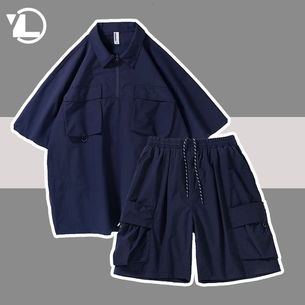 mens tracksuits casual outdoors sets men women summer cargo half zipper sweatshirt shorts two piece set couples japanese style suits 230706, Gray
mens tracksuits casual outdoors sets men women summer cargo half zipper sweatshirt shorts two piece set couples japanese style suits 230706, Gray