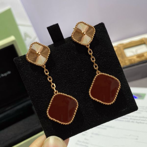 fashion clover earrings women's brand laser gold carnelian pendant luxury earrings wedding jewelry gifts, Silver
fashion clover earrings women's brand laser gold carnelian pendant luxury earrings wedding jewelry gifts, Silver