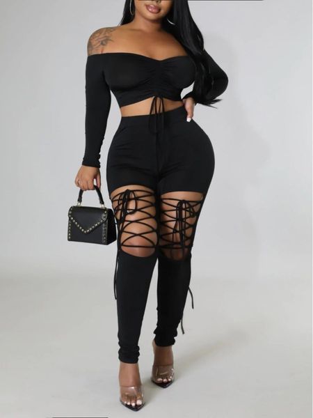 women's plus size pants lw shoulder pull cut pant set two piece tight fit beto neckline long sleeves clothing 230705, Black
women's plus size pants lw shoulder pull cut pant set two piece tight fit beto neckline long sleeves clothing 230705, Black