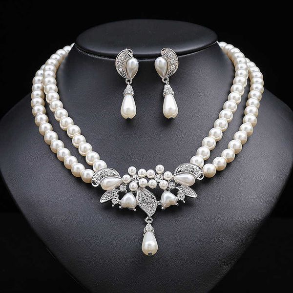 multilayer pearl necklace earrings twopiece bridal dress accessories advanced design sense new 230628, Silver
multilayer pearl necklace earrings twopiece bridal dress accessories advanced design sense new 230628, Silver