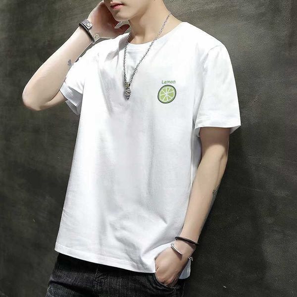 short sleeved t-shirt men's summer fashion brand ins slim fit round neck youth casual half sleeve top, White;black
short sleeved t-shirt men's summer fashion brand ins slim fit round neck youth casual half sleeve top, White;black